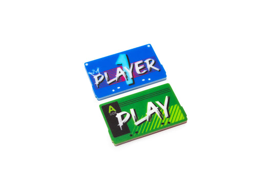 Cataclysm Arcade compatible | Player 1 and Play/Pass Full Color Acrylic Tokens – Double-Sided