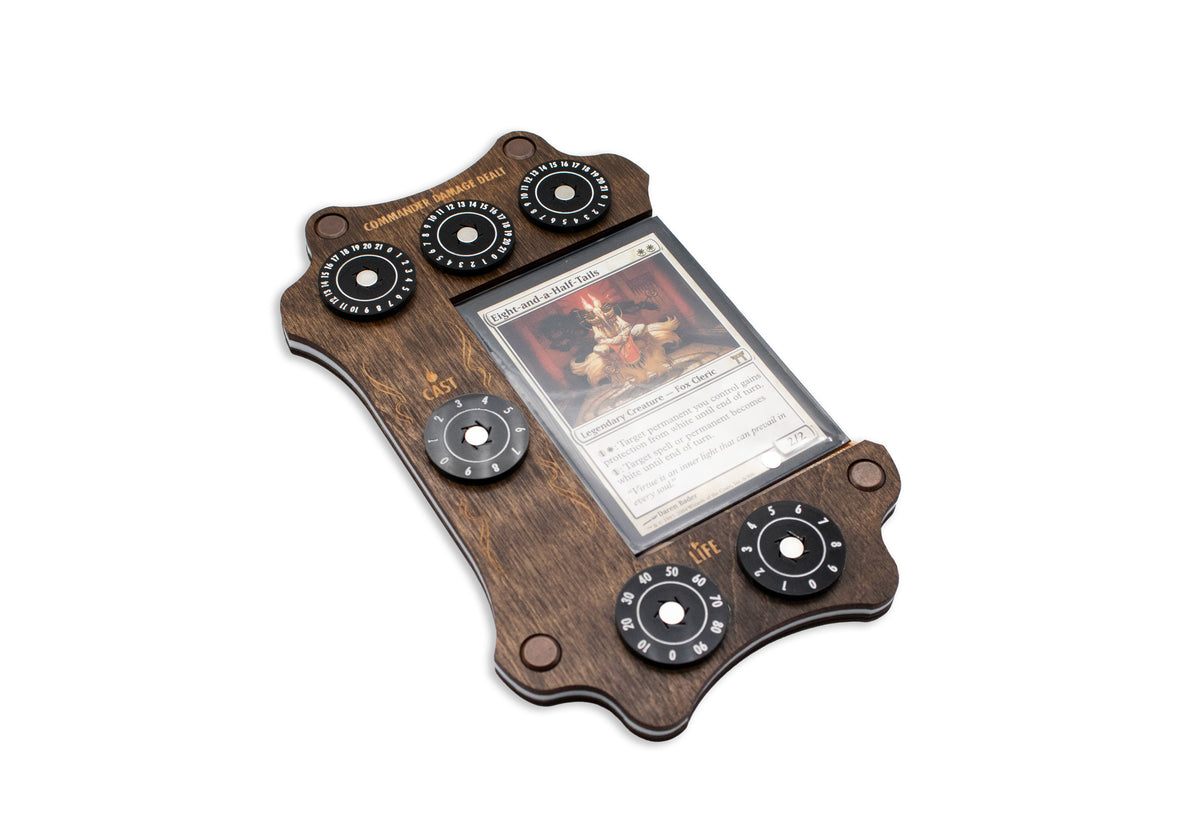 MTG Commander Tray - Kona Wood & Acrylic Dials - Celestial Spire