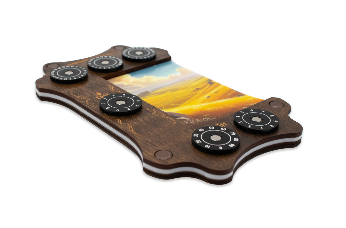 MTG Commander Tray - Kona Wood & Acrylic Dials - Celestial Spire