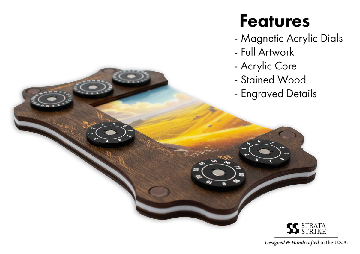 MTG Commander Tray - Kona Wood & Acrylic Dials - Celestial Spire