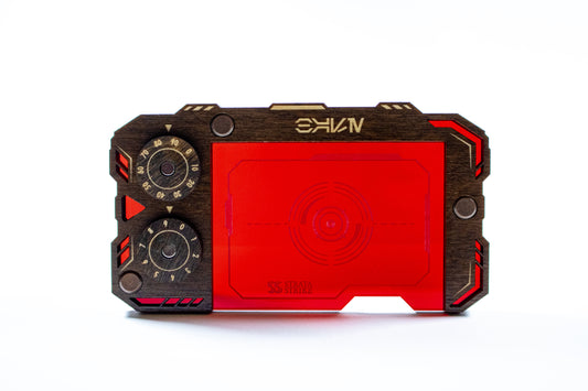 Star Wars Unlimited Base Holder - Kona Wood and Red Acrylic Tray with Magnetic Dials