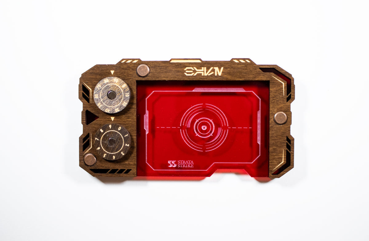 Star Wars Unlimited Base Holder - Kona Wood and Red Acrylic Tray with Magnetic Dials