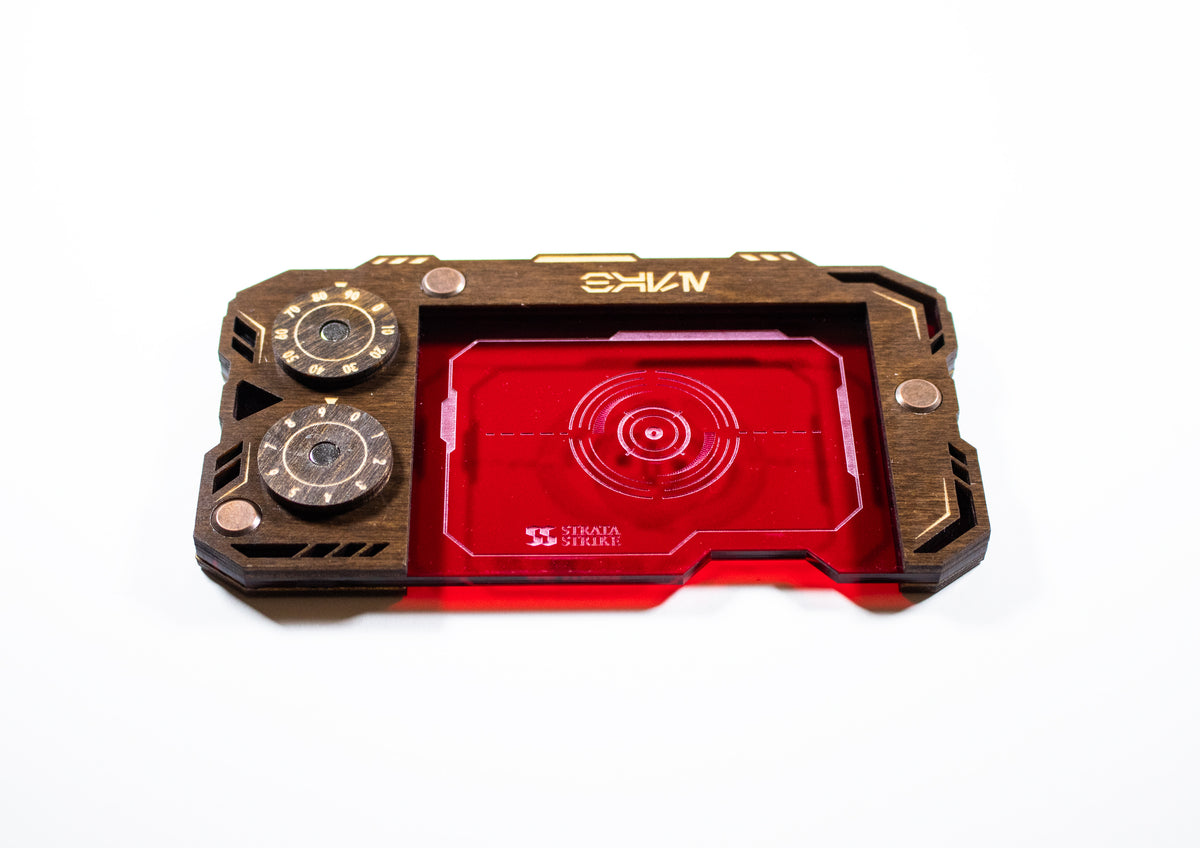 Star Wars Unlimited Base Holder - Kona Wood and Red Acrylic Tray with Magnetic Dials