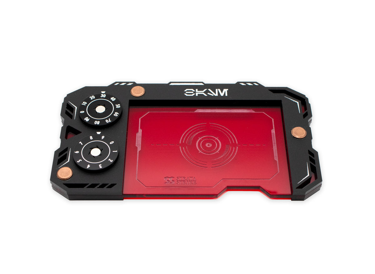 Star Wars Unlimited Base Holder - Matte Black and Red Acrylic Tray with Magnetic Dials