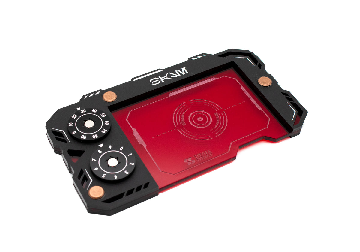Star Wars Unlimited Base Holder - Matte Black and Red Acrylic Tray with Magnetic Dials