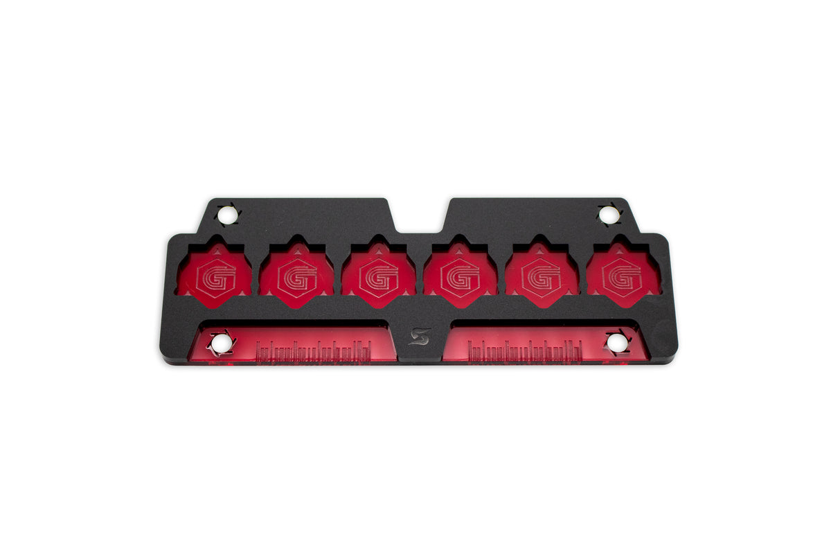 Cyberpunk TCG Fixer and Gig Dice Tray – Modular Magnetic Holders (Matte Black, Red Acrylic)