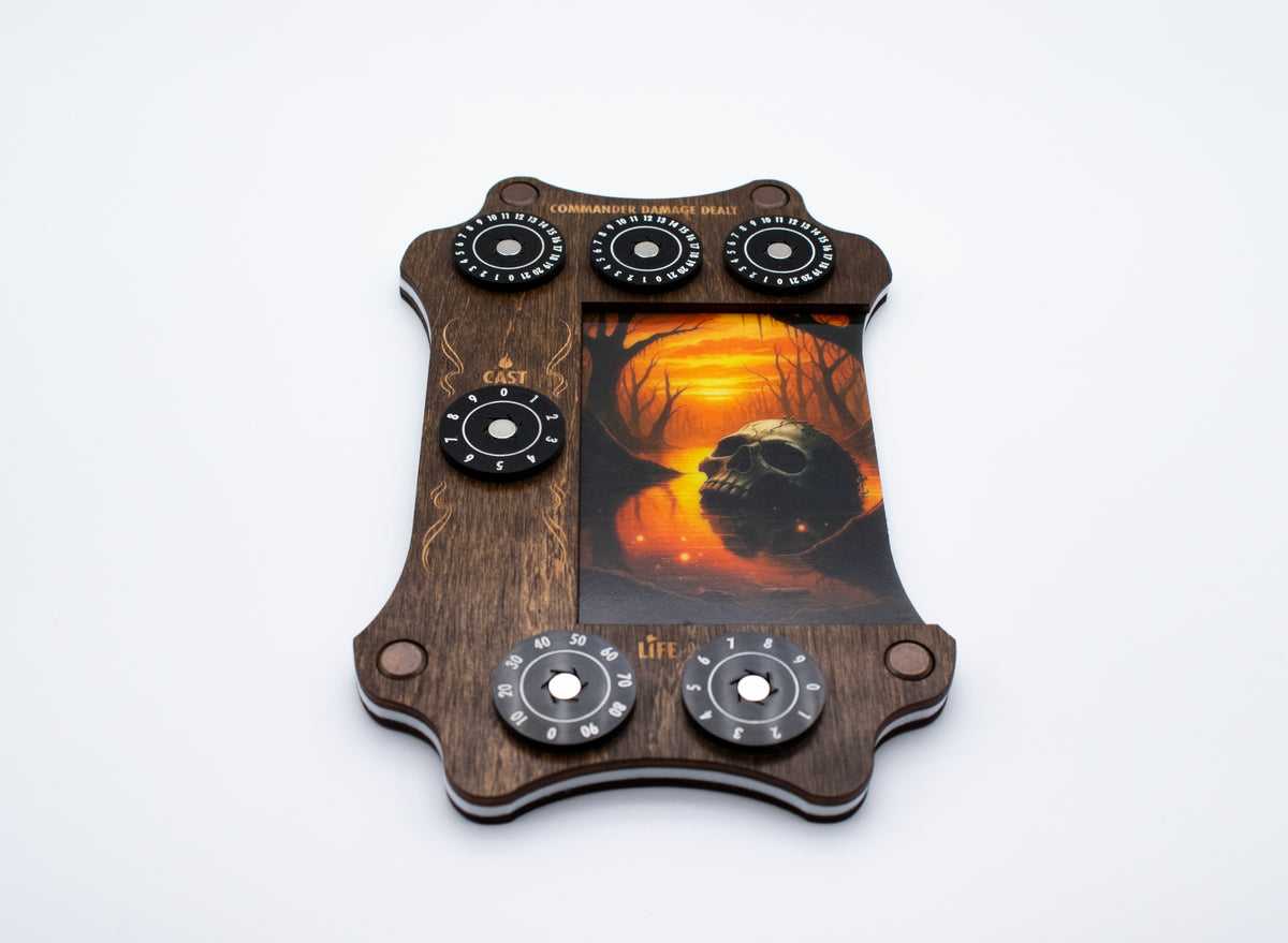 MTG Commander Tray - Kona Wood & Acrylic Dials - Swamp