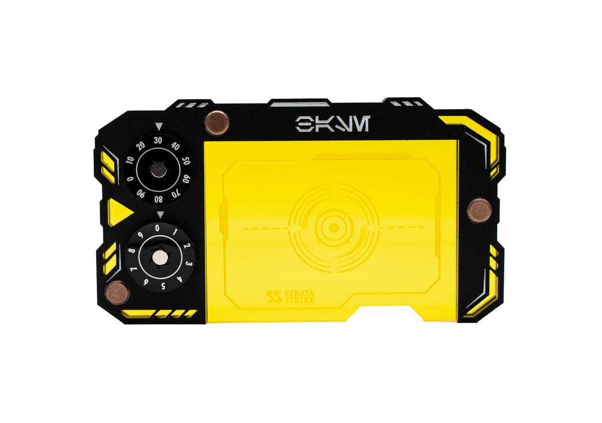 Star Wars Unlimited Base Holder - Matte Black and Yellow Acrylic Tray with Magnetic Dials