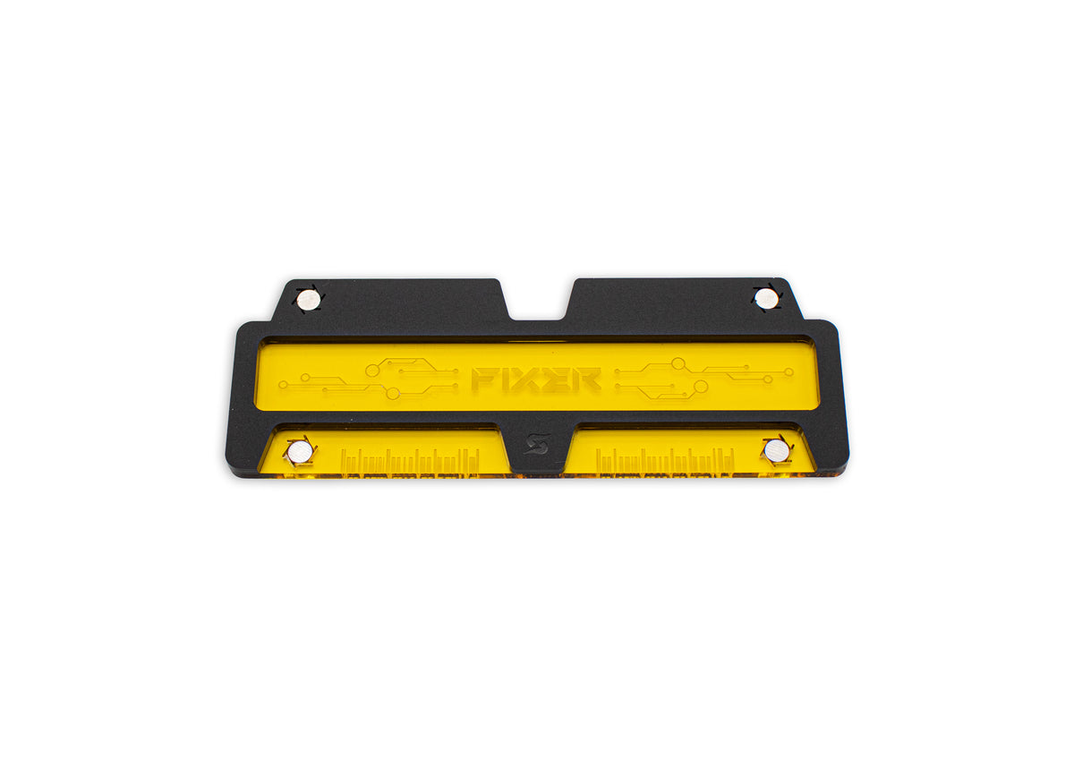 Cyberpunk TCG Fixer Dice Tray – Modular Magnetic Holders (Matte Black, Yellow Acrylic)