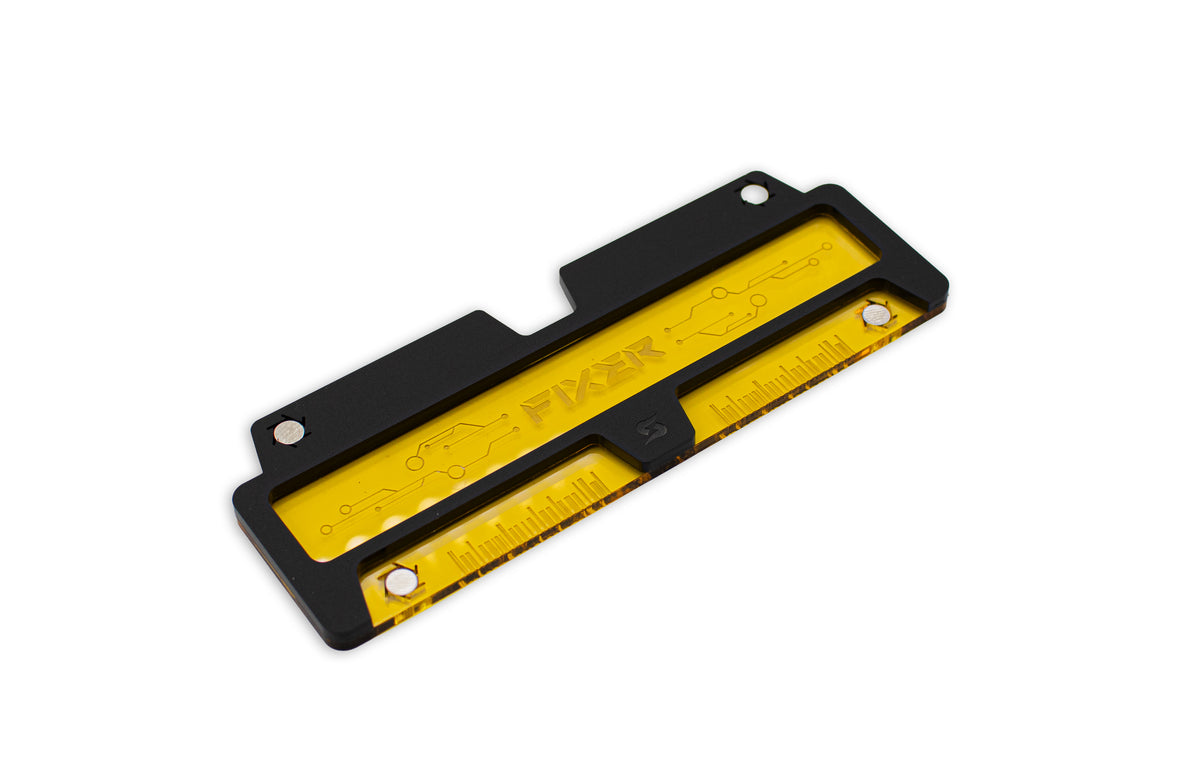 Cyberpunk TCG Fixer Dice Tray – Modular Magnetic Holders (Matte Black, Yellow Acrylic)